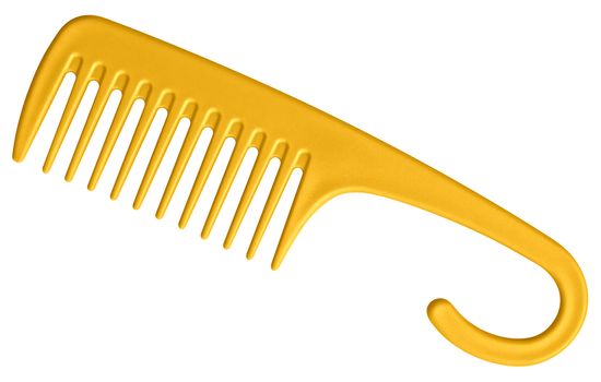 Yellow comb isolated on white background. Clipping path included.