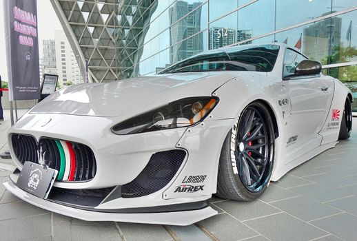 KAOHSIUNG, TAIWAN -- AUGUST 3, 2019: Lamborghini luxury sports cars are on display at the Kaohsiung Exhibition Center.