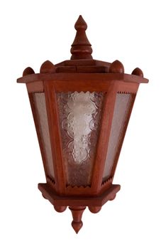 Wooden wall lamp isolated on white. Clipping path included.
