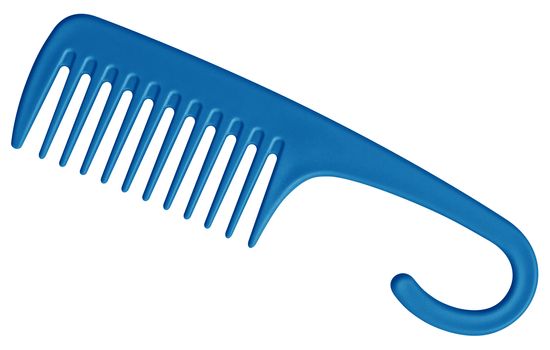 Blue comb isolated on white background. Clipping path included.