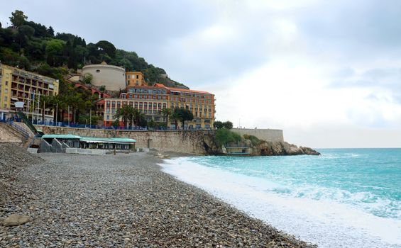 Beach Angel Bay in city of Nice, France