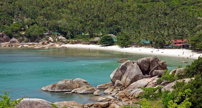 Ko Pha Ngan beach scene from view point at Samui island, Thailand