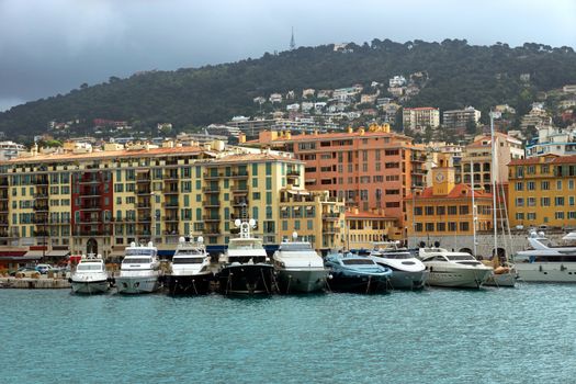 The harbour and port of Nice, France. 