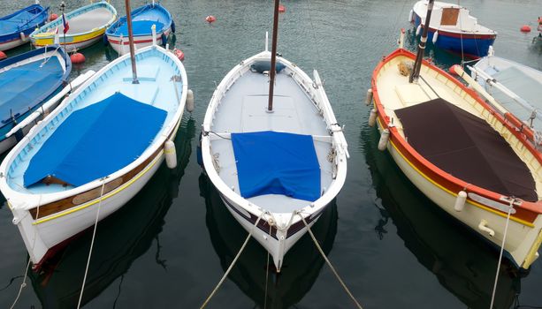 Old classic wooden boats in the old port. Nice, France.