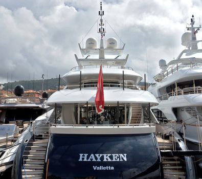NICE, FRANCE - APRIL 27: A luxury yacht in the port of Port de Nice on April 27, 2013 in Nice, France. Port de Nice was started in 1745.

Nice, France - April 27, 2013: A luxury yacht in the port of Port de Nice in French Riviera. Port de Nice was started in 1745.