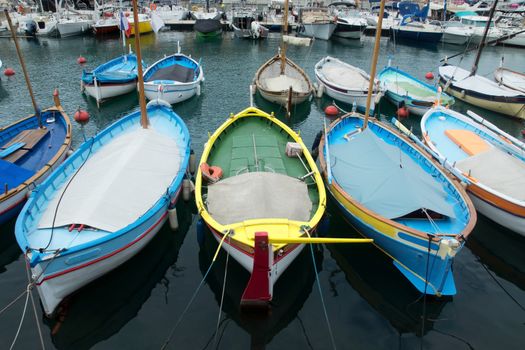 Old classic wooden boats in the old port. Nice, France.