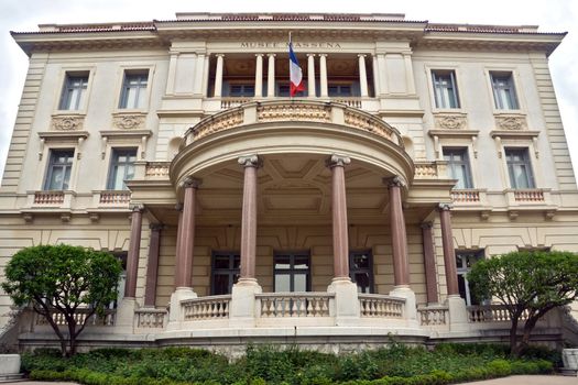NICE, FRANCE - APRIL 27: Museum Massena (Musee Massena) on April 27, 2013 in Nice, France. It is one of the main sights along Promenade des Anglais. 

Nice, France - April 27, 2013: The Massena Palace Museum of Art and History. It is one of the main sights along Promenade des Anglais.