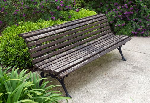 Wooden bench in the park, Nice, France