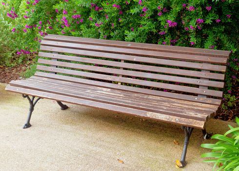 Wooden bench in the park, Nice, France