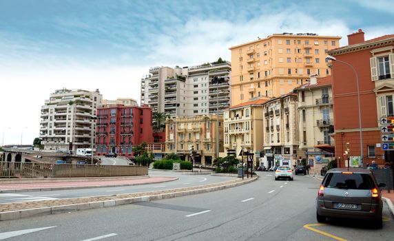 MONACO, MONTE CARLO - APRIL 28: View of the city from the train station Monaco-Ville on April 28, 2013 in Monaco, Monte Carlo. 

Monaco, Monte Carlo - April 28, 2013: View of the city from the train station Monaco-Ville
