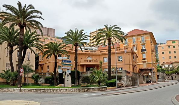 MONTE CARLO, MONACO - APRIL 28: The architecture of buildings near Casino on April 28, 2013 in Monte Carlo, Monaco. 

Monte Carlo, Monaco - April 28, 2013: The architecture of buildings near Casino.