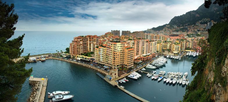 View of the Fontvielle harbour and marina of Monte Carlo, Monaco