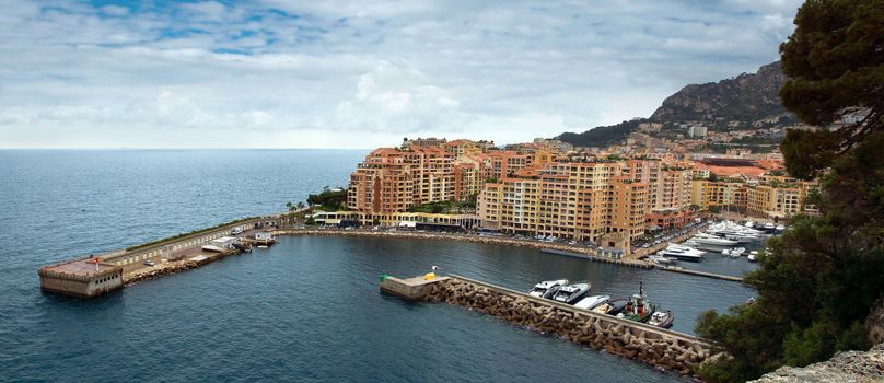 View of the Fontvielle harbour and marina of Monte Carlo, Monaco