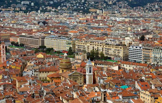 NICE, FRANCE - APRIL 29: Wonderful panoramic view with colorful historical houses of the old city on April 29, 2013 in Nice, France. 

Nice, France - April 29, 2013: Wonderful panoramic view with colorful historical houses of the old city.