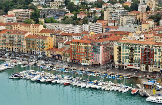 NICE, FRANCE - APRIL 29: View of Port de Nice on April 29, 2013 in Nice, France. Port de Nice was started in 1745.

Nice, France - April 29, 2013: View of Port de Nice in French Riviera. Port de Nice was started in 1745.