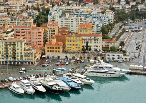 NICE, FRANCE - APRIL 29: View of Port de Nice on April 29, 2013 in Nice, France. Port de Nice was started in 1745.

Nice, France - April 29, 2013: View of Port de Nice in French Riviera. Port de Nice was started in 1745.
