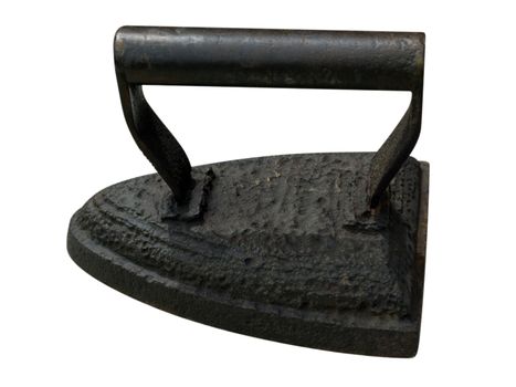 Old iron isolated on white. Clipping path included.