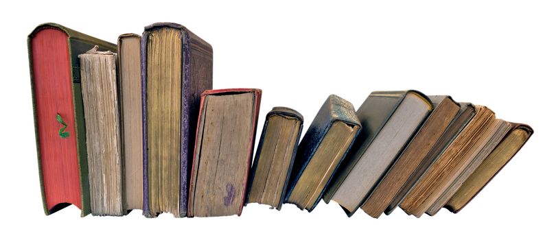 Old books isolated on white. Clipping path included.