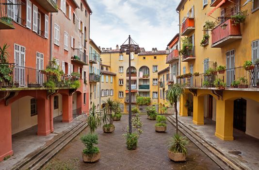 Houses in the old district of the city of Nice, France