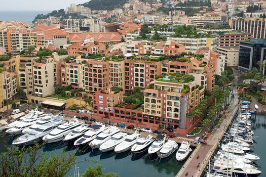 View of the Fontvielle harbour and marina of Monte Carlo, Monaco
