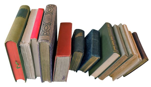 Old books isolated on white. Clipping path included.