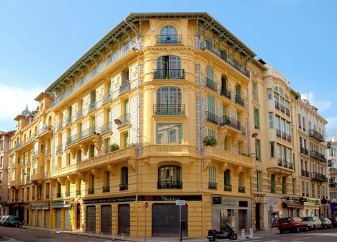 NICE, FRANCE - MAY 1: Architecture of buildings on May 1, 2013 in Nice, France.

Nice, France - May 1, 2013: Architecture of buildings in Nice, French Riviera. Architecture in the city is very different, here you can see both classical and modern architecture.