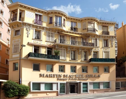 MONTE CARLO, MONACO - MAY 1: The architecture of buildings near Grand Casino on May 1, 2013 in Monte Carlo, Monaco. 

Monte Carlo, Monaco - May 1, 2013: The architecture of buildings near Grand Casino.
