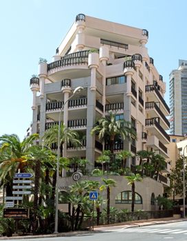 MONTE CARLO, MONACO - MAY 1: The architecture of buildings near Grand Casino on May 1, 2013 in Monte Carlo, Monaco. 

Monte Carlo, Monaco - May 1, 2013: The architecture of buildings near Grand Casino.