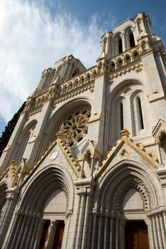 Basilique Notre Dame, Nice, France. It was built in the years 1864-1868 in neo-Gothic style.