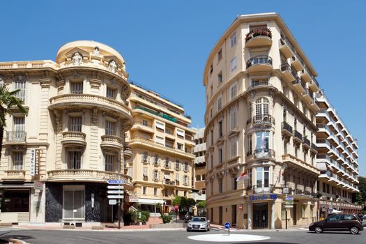 MONTE CARLO, MONACO - MAY 1: The architecture of buildings near Grand Casino on May 1, 2013 in Monte Carlo, Monaco. 