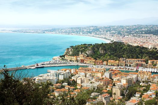 View of mediterranean resort, Nice, Cote d'Azur, France