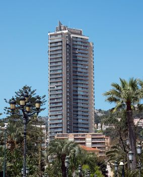 MONTE CARLO, MONACO - MAY 1: The architecture of buildings near Grand Casino on May 1, 2013 in Monte Carlo, Monaco. 

Monte Carlo, Monaco - May 1, 2013: The architecture of buildings near Grand Casino.