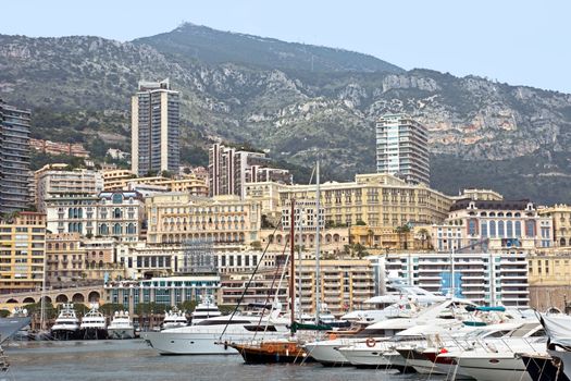 MONTE CARLO, MONACO - MAY 1: Cityscape and harbor Hercules on May 1, 2013 in Monte Carlo, Monaco. 

Monte Carlo, Monaco - May 1, 2013: Cityscape and harbor Hercules.