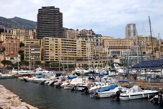 MONTE CARLO, MONACO - MAY 1: Cityscape and harbor Hercules on May 1, 2013 in Monte Carlo, Monaco. 

Monte Carlo, Monaco - May 1, 2013: Cityscape and harbor Hercules.