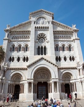 MONTE CARLO, MONACO - MAY 1: Saint Nicholas Cathedral on May 1, 2013 in Monte Carlo, Monaco. Built between 1875 and 1884 in the Romanesque-Byzantine style.

Monte Carlo, Monaco - May 1, 2013: Saint Nicholas Cathedral. Built between 1875 and 1884 in the Romanesque-Byzantine style. People are visiting the Cathedral.
