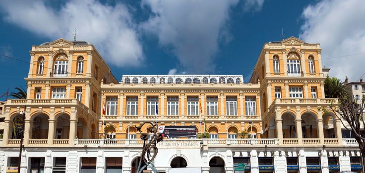 GRASSE, FRANCE - MAY 3: Palace of Congresses on May 3, 2013 in Grasse, France. Previously, there was placed in the casino Belle Epoque. This building was built in the XVIII century.

Grasse, France - May 3, 2013: Palace of Congresses. Previously, there was placed in the casino Belle Epoque. This building was built in the XVIII century. Grasse is a town in the French department of Alpes-Maritimes. City known for its perfume industry. The city was founded in the XI century.