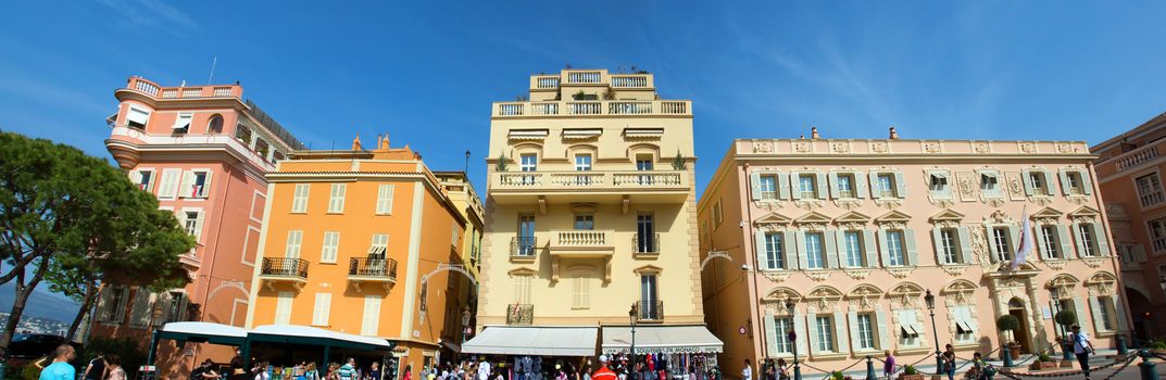Panorama view of opposite the Palace of the Prince of Monaco.

MONTE CARLO, MONACO - MAY 1: View of opposite the Palace of the Prince of Monaco on May 1, 2013 in Monte Carlo, Monaco. Built in 1191 as a Genoese fortress. 
