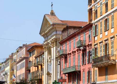 NICE, FRANCE - MAY 2: Architecture of buildings on May 2, 2013 in Nice, France.

Nice, France - May 2, 2013: Architecture of buildings in Nice, French Riviera. Architecture in the city is very different, here you can see both classical and modern architecture.