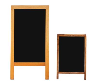 Two empty menu boards isolated over white. Clipping path included.