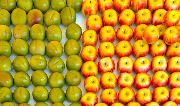 Colorful candy made like fruit. Market in city of Nice, France.