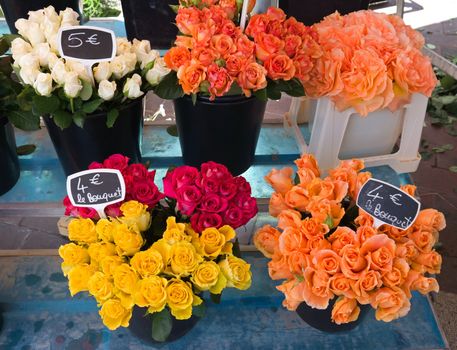 Outdoor flower market in city of Nice, France