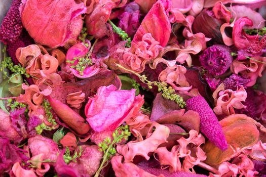 Abstract background from dried petals flowers for parfume