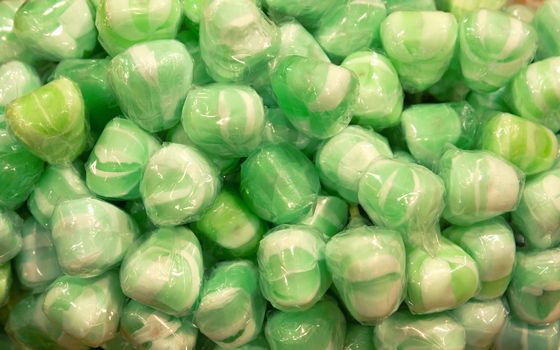 Peppermint candy with green and white stripes