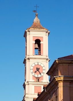 Clock tower of Rusca Palace in Nice France