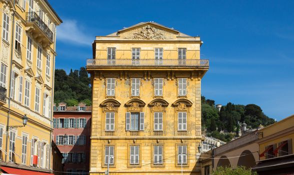 Old building in the Cours Saleya in NIce, France, French Riviera