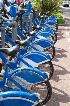 Public Bicycles on the sharing station in Nice, France