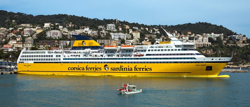 NICE, FRANCE - MAY 4: Cruise ship in Port de Nice on May 4, 2013 in Nice, France. Port de Nice was started in 1745.

Nice, France - May 4, 2013: Cruise ship in Port de Nice. Port de Nice was started in 1745.