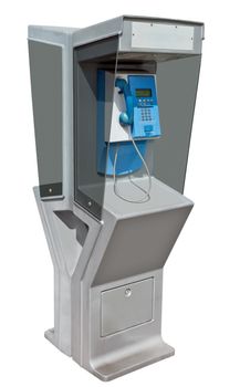 Public Payphone Isolated on White Background. Clipping Path included.