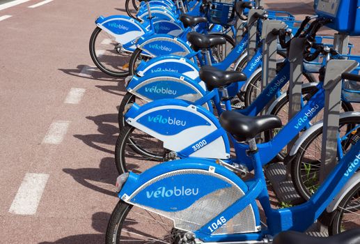 NICE, FRANCE - MAY 4: Public Bicycles Sharing Station on May 4, 2013 in Nice, France. One of 120 stations in Nice. This service offers over 1200 self-service bicycles.

Nice, France - May 4, 2013: Public Bicycles Sharing Station. One of 120 stations in Nice. This service offers over 1200 self-service bicycles.