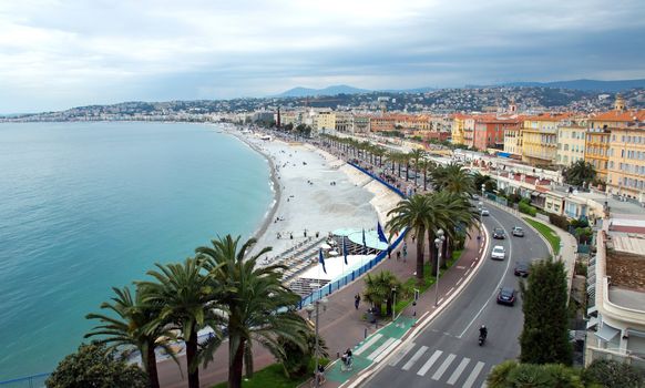 NICE, FRANCE - MAY 5: Panoramic view of city on May 5, 2013 in Nice, France. One of the main resorts of the Cote d'Azur (French Riviera).

Nice, France - May 05, 2013: Panoramic view of city. One of the main resorts of the Cote d'Azur (French Riviera).